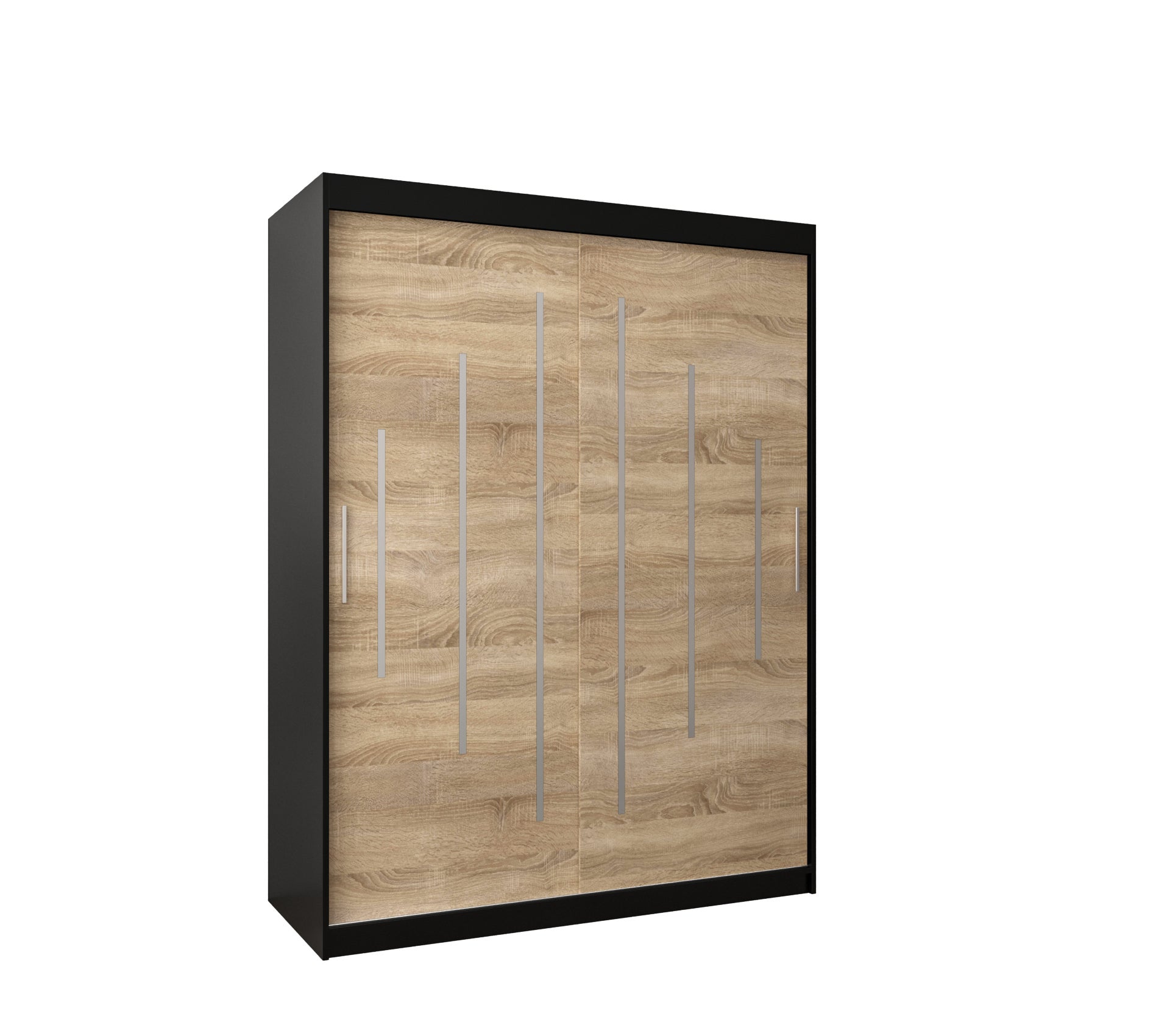 Szafa przesuwna garderoba York 150 x 62 x 200 cm Czarny + Sonoma - Abiks Meble