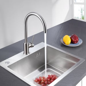Cecipa max U-Forme Mitigeur de Cuisine en Inox - Mitigeur Évier à Eau Froide et Chaude avec Barboteur démotable - Brossé,EU Modèle