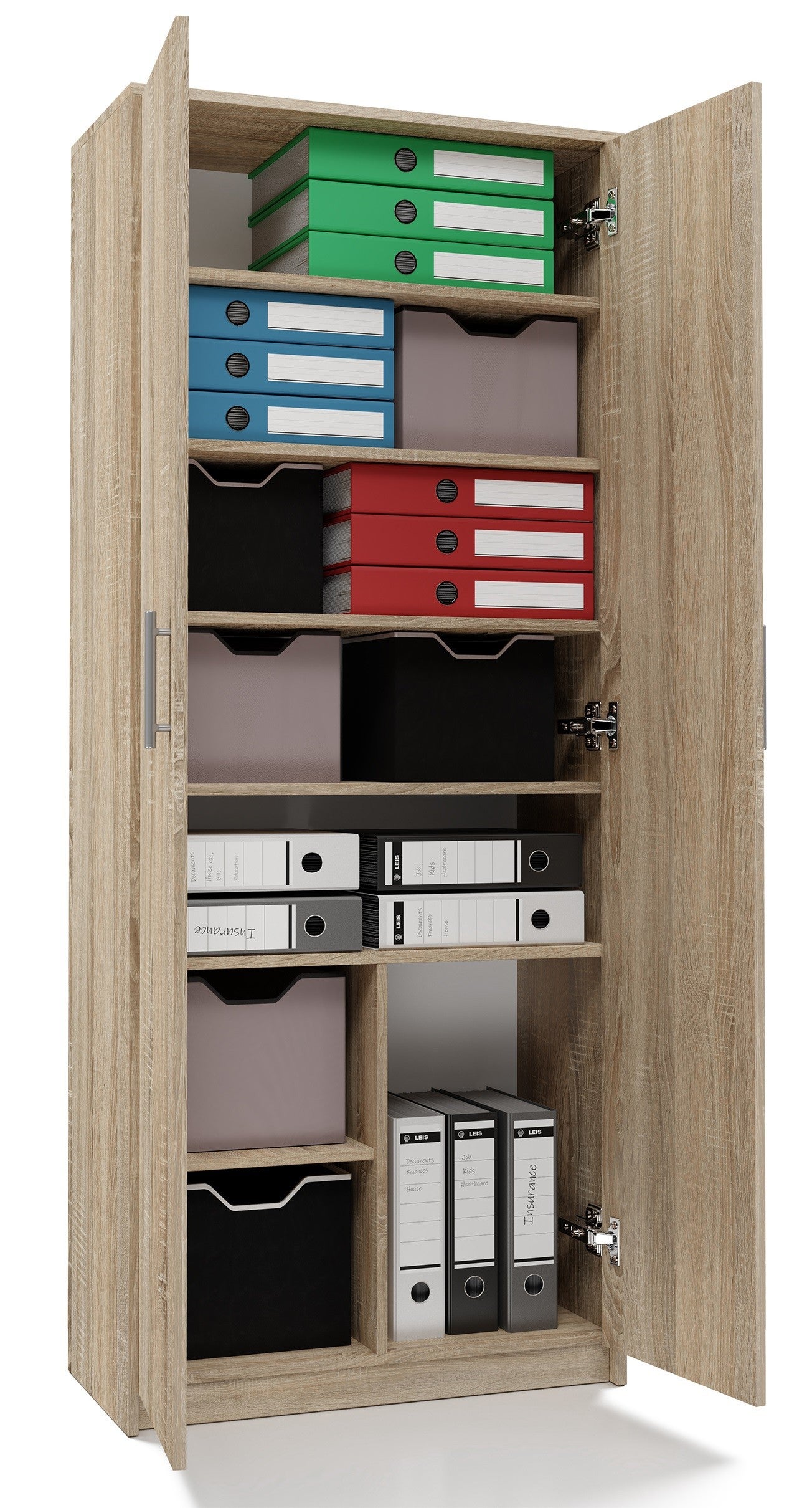 PARLA - Armadio moderno a 6 ripiani - 180x74x35cm - Contenitore - Armadio per ufficio - Sonoma - 3