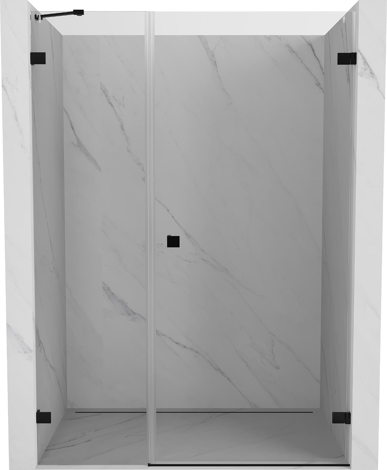 Mexen Lunar-B drzwi prysznicowe uchylne prawe 130 cm, transparent, czarne - 832S-130-050-70-00-P