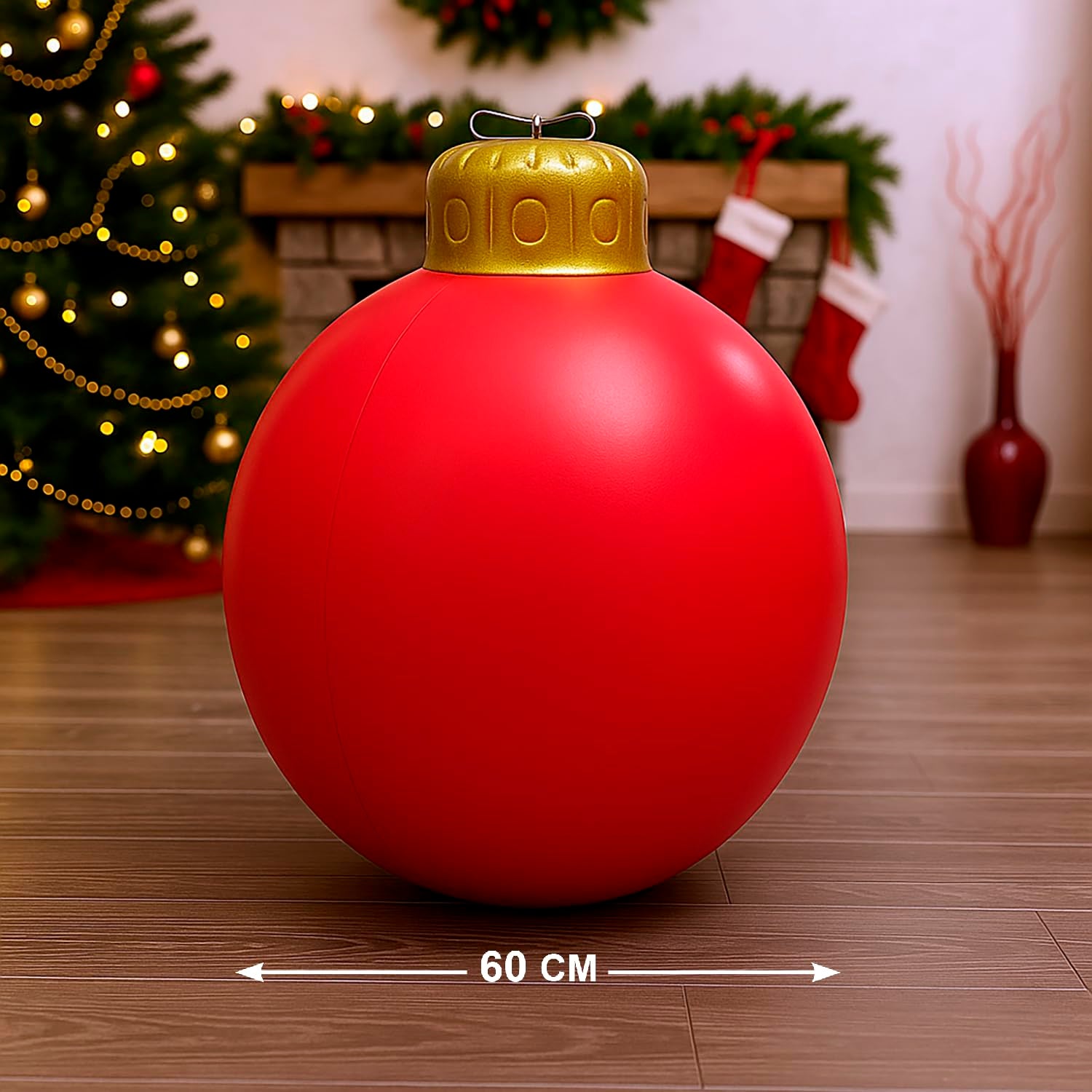 Bola Inflable de Navidad Gigante, PVC, Impermeable, Rojo, 60 cm - 2