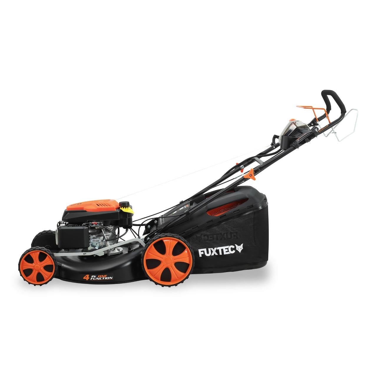 Tondeuse à gazon thermique autotractée FUXTEC FX-RM5396esPRO – 196 cm³ – 53 cm – Démarrage électrique – Vitesse réglable – Bac 70L – 6CV - 8
