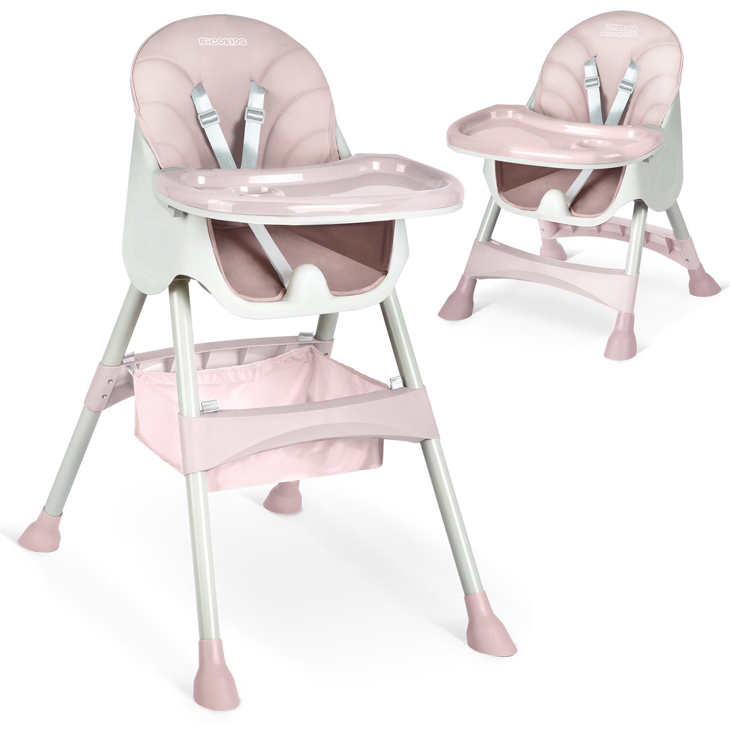 Krzesełko do karmienia 3w1 Ricokids Milo – różowe, składane