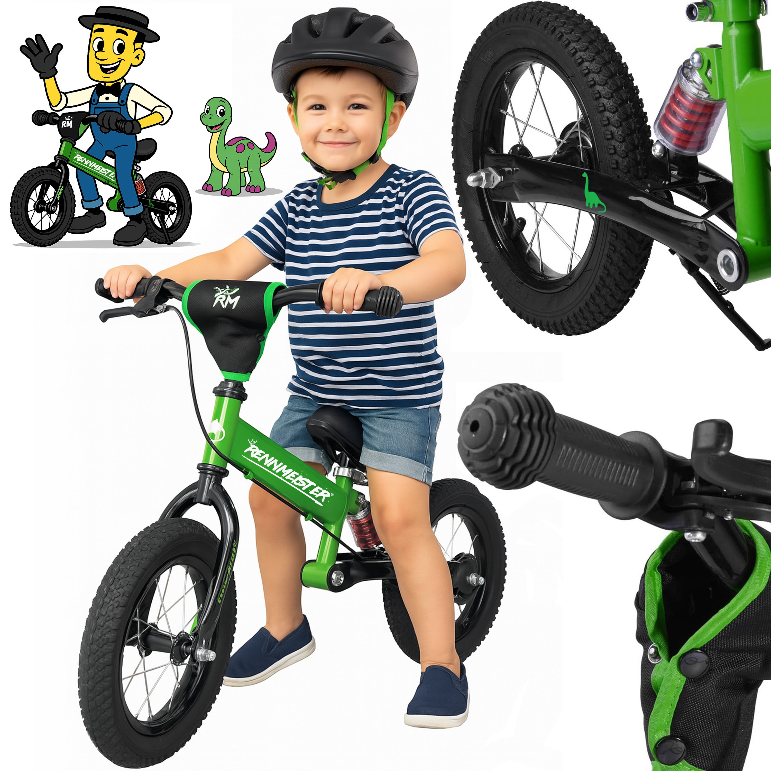 Draisienne Dinosaure Pour Enfants 2-8 Ans – Effets Sonores, Lumières LED, Capacité 35 Kg