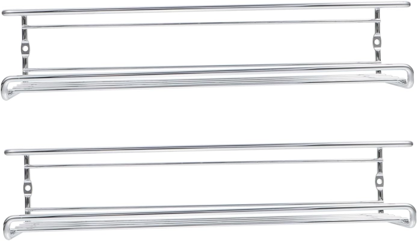 Półka na przyprawy kuchenne, bez wiercenia, srebrny drut, 29 cm × 6,5 cm × 6 cm, półka na przyprawy do słoików z przyprawami, ze śrubami i haczykami,