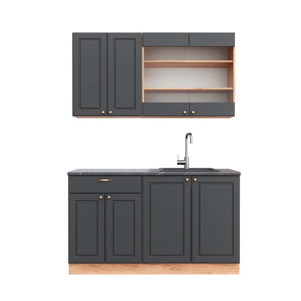 Vicco Pojedyncza kuchnia Fame-Line, Anthracite Country House/Gold Kraft Oak, 140 cm , BP Antracyt