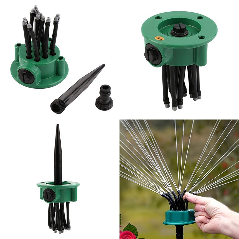 Arroseur de jardin automatique multi-têtes à 360 degrés, système d'arrosage de jardin de pelouse, outil d'irrigation de jardin, 9CM*10CM, vert - 6