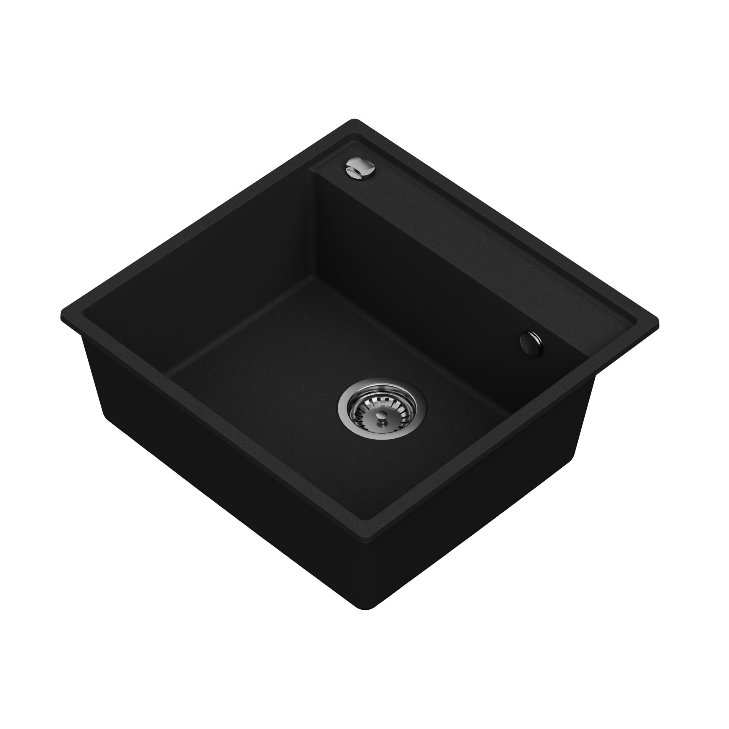 Zlewozmywak granitowy GranMaster Magma 530x500x204 mm, jednokomorowy bez ociekacza, czarny metalik 1 szt.