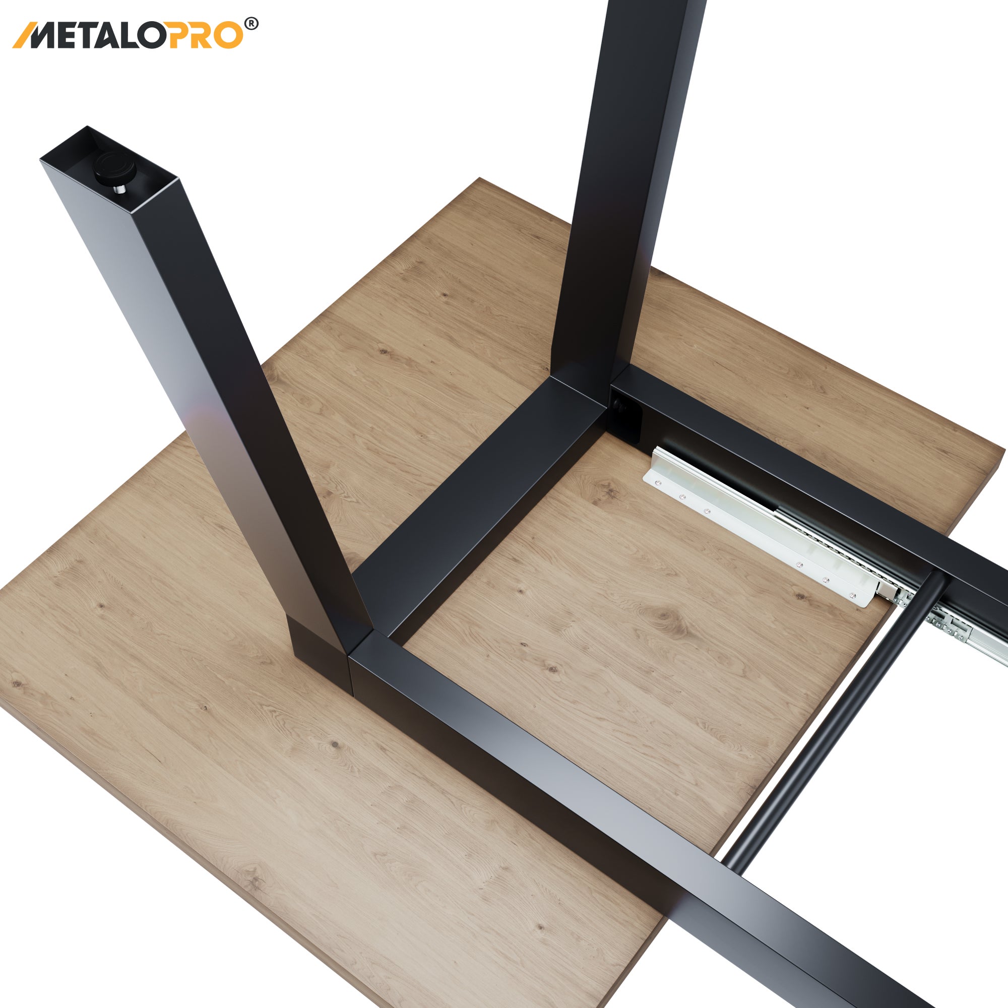 MetaloPro Thusia Split - Pied de table extensible trapèze, stable, parfait pour table à manger, salon ou cuisine, avec cadre en métal durable - 6