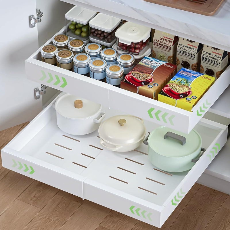 Kuchenna szuflada wysuwana, klejona, z regulowaną szerokością od 32 do 52 cm, szuflada wysuwana z systemem prowadnic