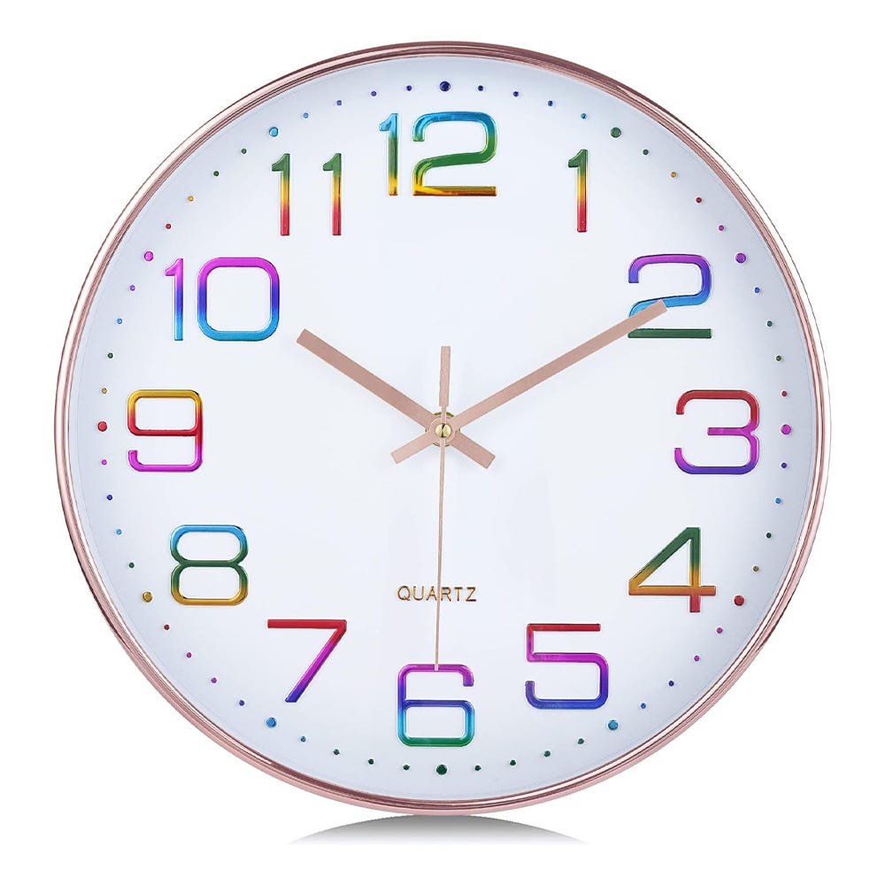 Reloj de pared con números multicolores 3D, moderno y silencioso