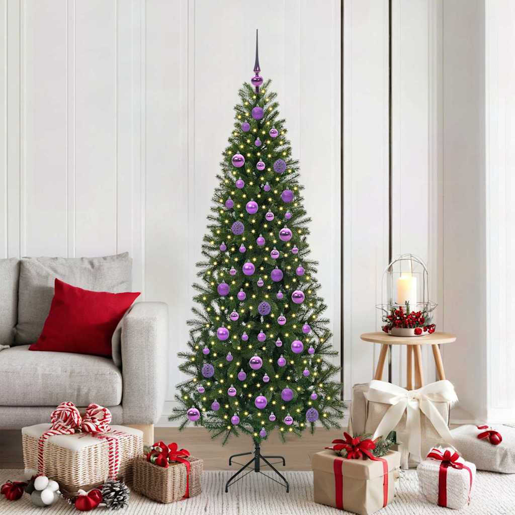 Sztuczna choinka z 300 diodami LED Zielony 180 cm PE i PVC