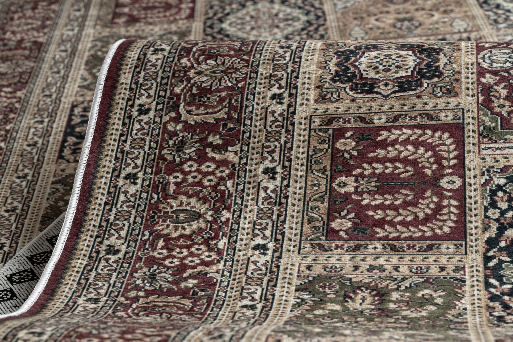 TAPIS DE COULOIR antidérapant LOTUS CASSETTES 39980 Oriental beige / rouge lavable 60cm 60x1250 cm - 5