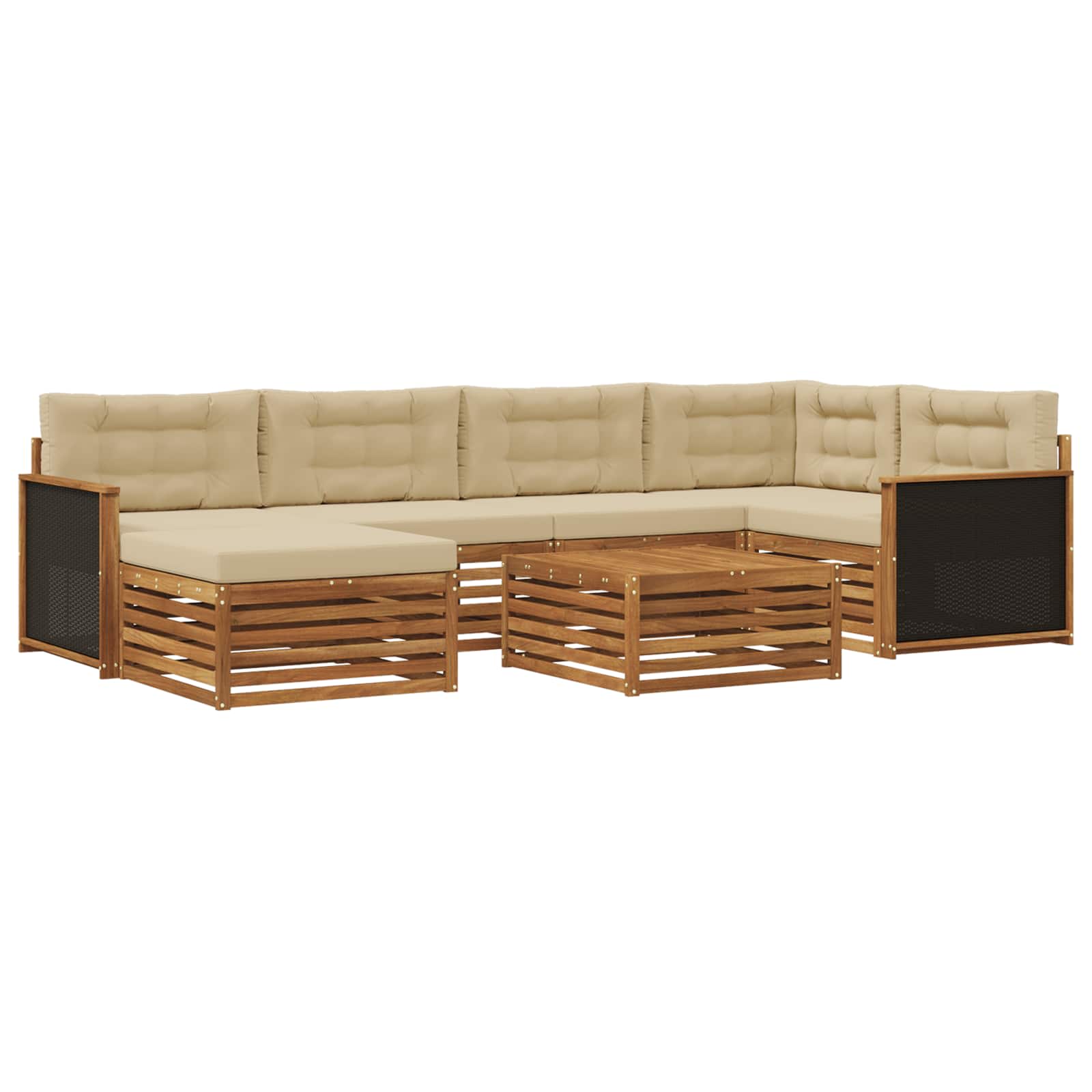 Ensemble de canapés d'extérieur 7 pc naturel et beige - 2