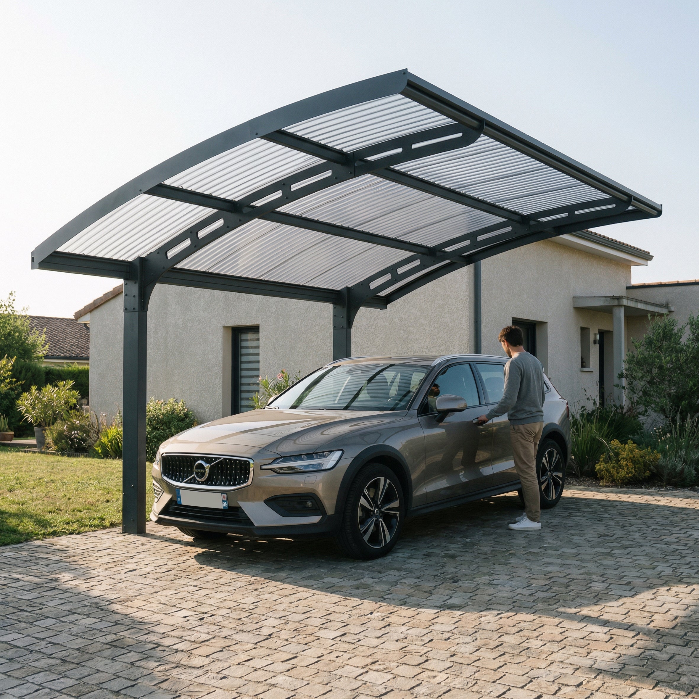 Carport Arizona Wave 4,95 x 2,89 m Gris, toiture Gris Canopia - 2