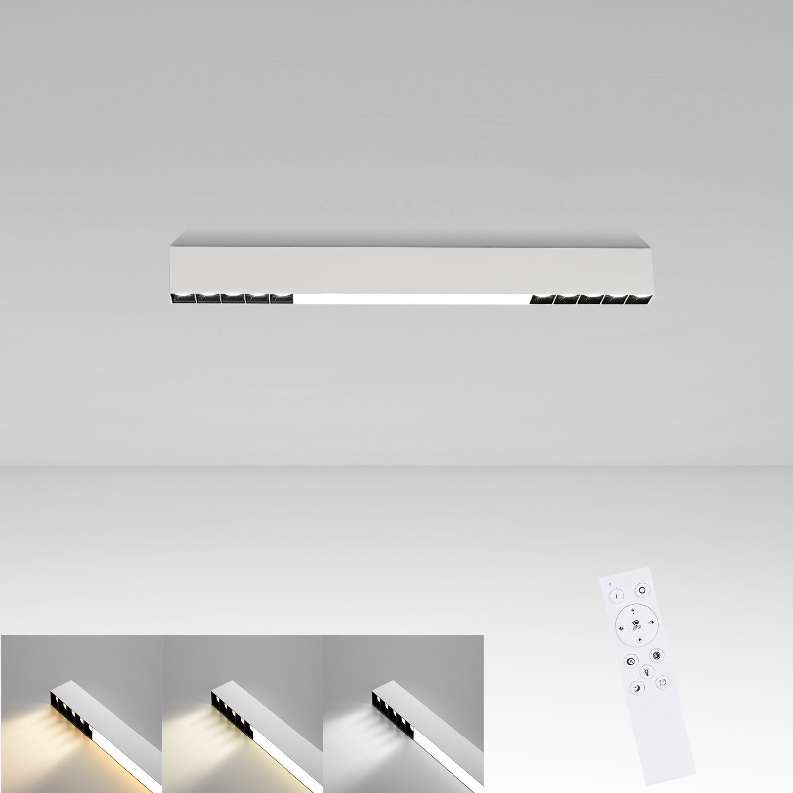 ZMH Nowoczesna lampa sufitowa LED 53cm 80cm 107cm do sypialni i gabinetu