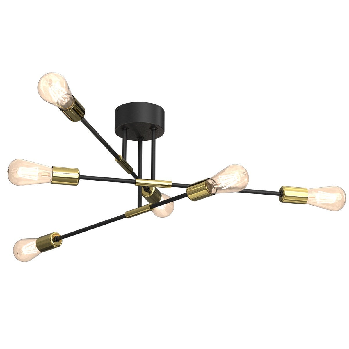 Lampa sufitowa wisząca Flame czarny mat-złoty połysk 6xE27x15W wym: 27 x 65 x 65 cm metal Luminex