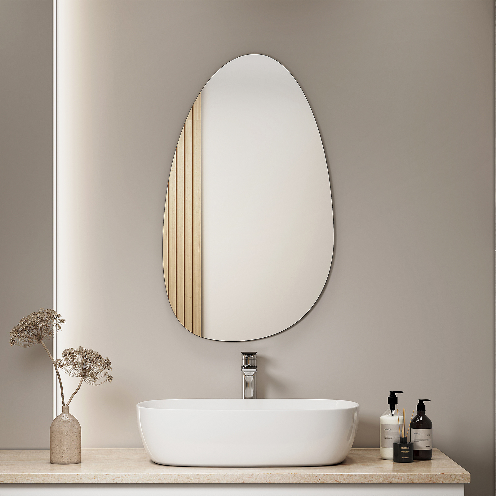 S'AFIELINA Miroir non lumineux asymétrique 85×50cm, Miroir sans cadre avec bords lisses pour la décoration, idéal pour le salon | Leroy Merlin