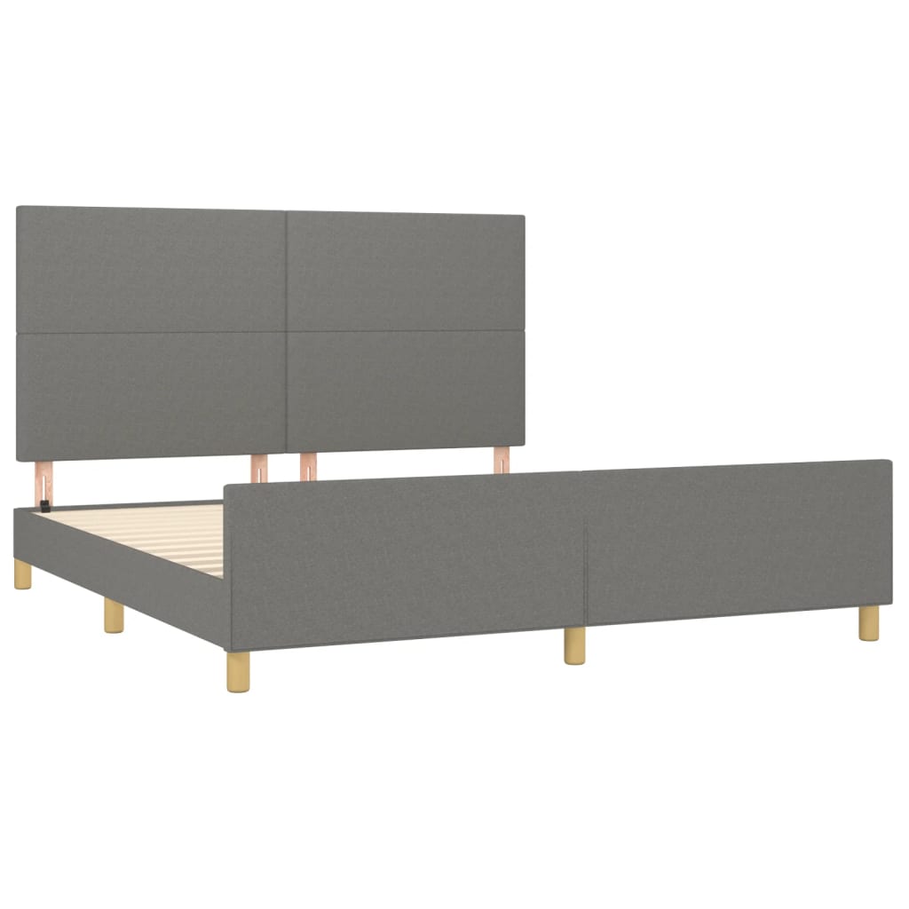 Cadre de lit sans matelas gris foncé 180 x 200 cm tissu - 4