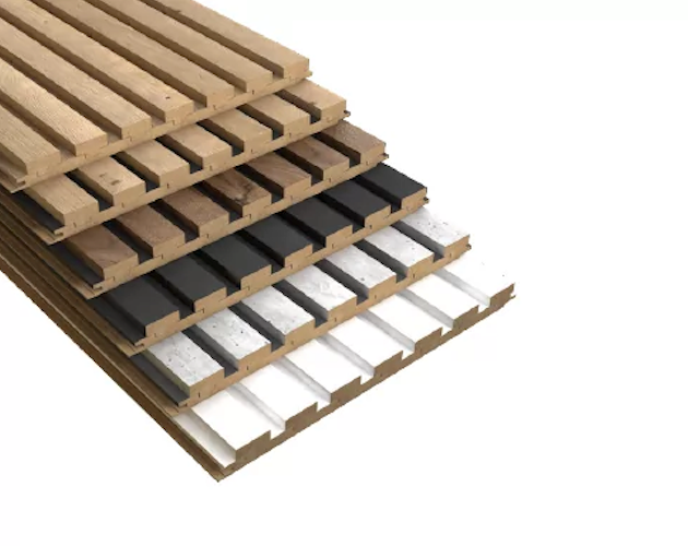 Lot de 2 Panneaux Muraux effet 3D - 2,70M : Maestro Latt (Couleur Beton / Fond Noir) - 2