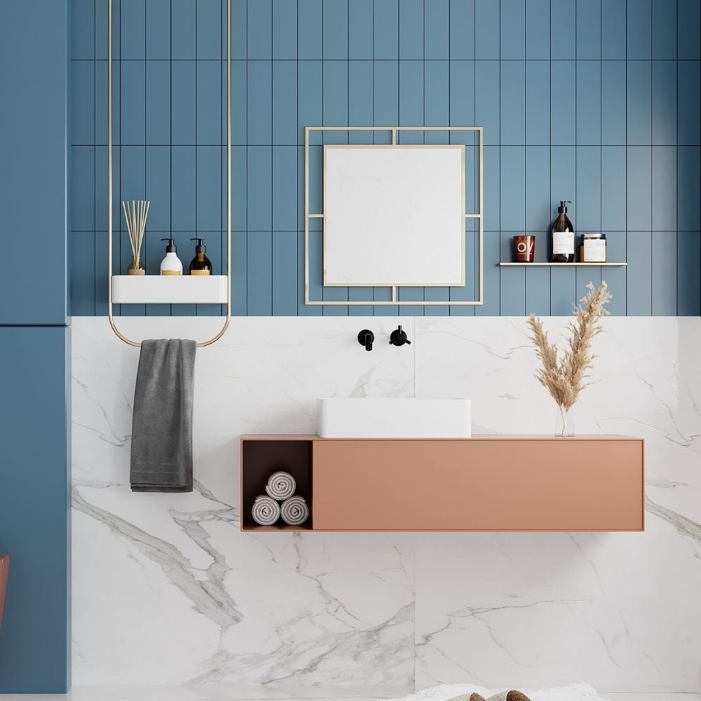 Specchio quadrato con doppia cornice Corner in metallo colore oro - 3