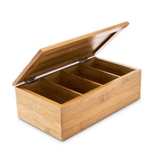 Boîte à Thé En Bambou GRÄWE : Rangement Élégant 10 Compartiments, Fenêtre Transparente, Conservation Des Arômes - 36 X 20 X 9 Cm