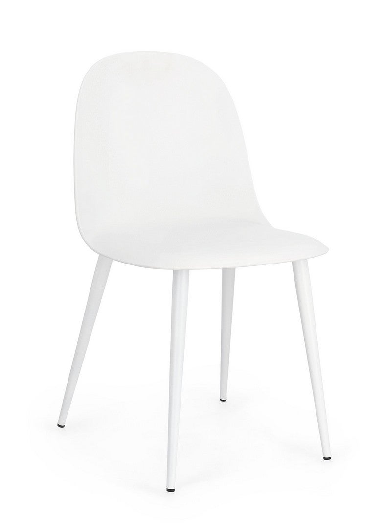 Zestaw 6 białych krzeseł do jadalni ze stali i polipropylenu