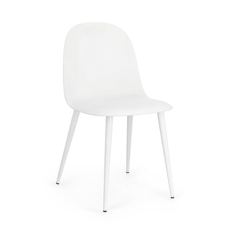 Zestaw 6 białych krzeseł do jadalni ze stali i polipropylenu