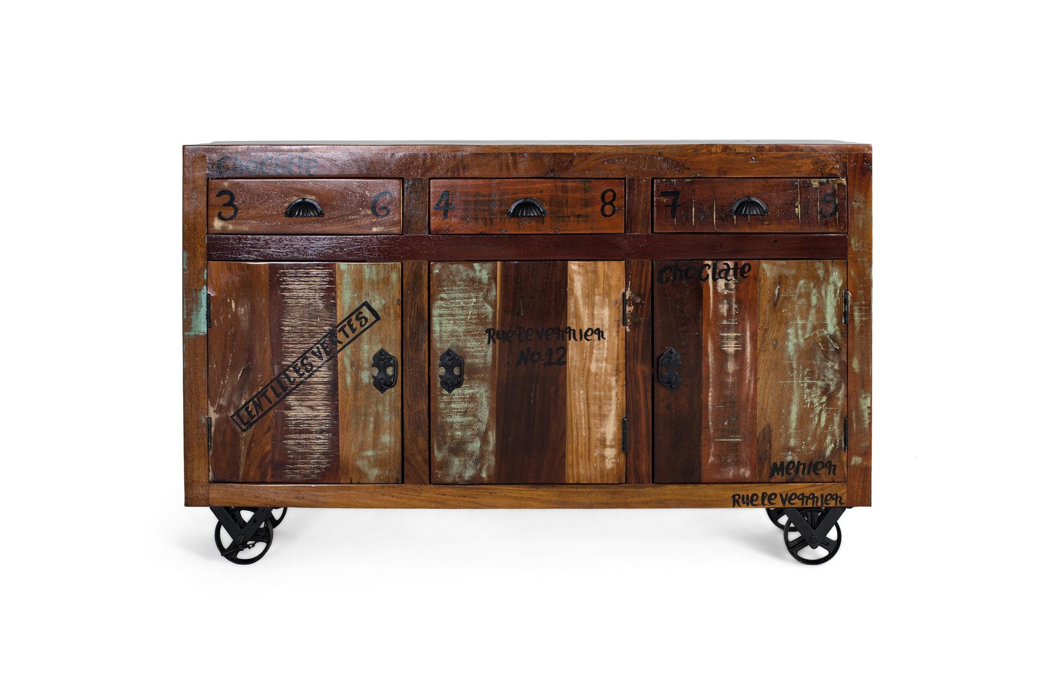 Nowoczesna komoda w stylu vintage z drewna pochodzącego z recyklingu - 86x140x40 GYC