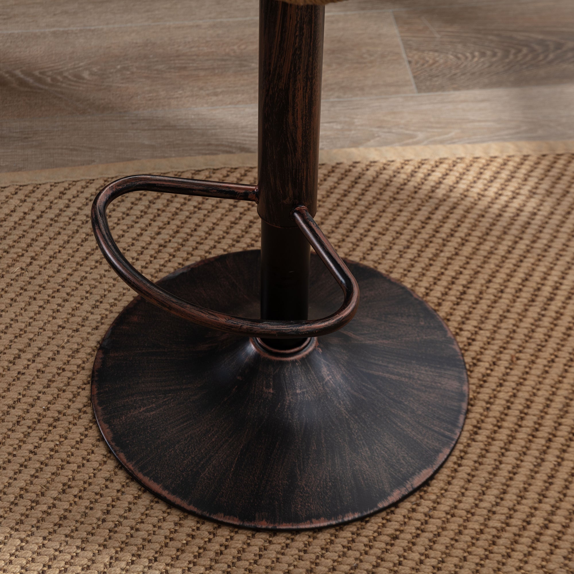 Ensemble de 2 tabourets de bar en rotin avec repose-pieds, chaises réglables, 49 x 48 x 89 cm, beige - 7