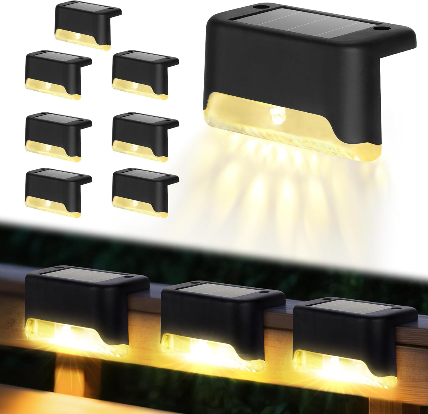 Lampes solaires terrasse LED – Lot de 8 lampes étanches pour escaliers ...