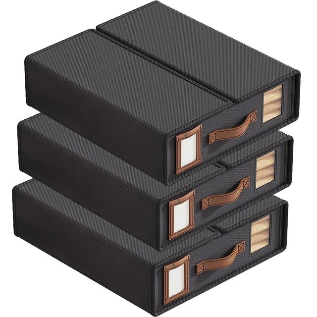 Lot De 3 Bacs De Rangement étroits En Tissu - Dimensions 40x10x10 Cm - Pliables, Empilables - Pour Chaussettes, Sous-vêtements, Tiroirs, étagères - Couleur Beige
