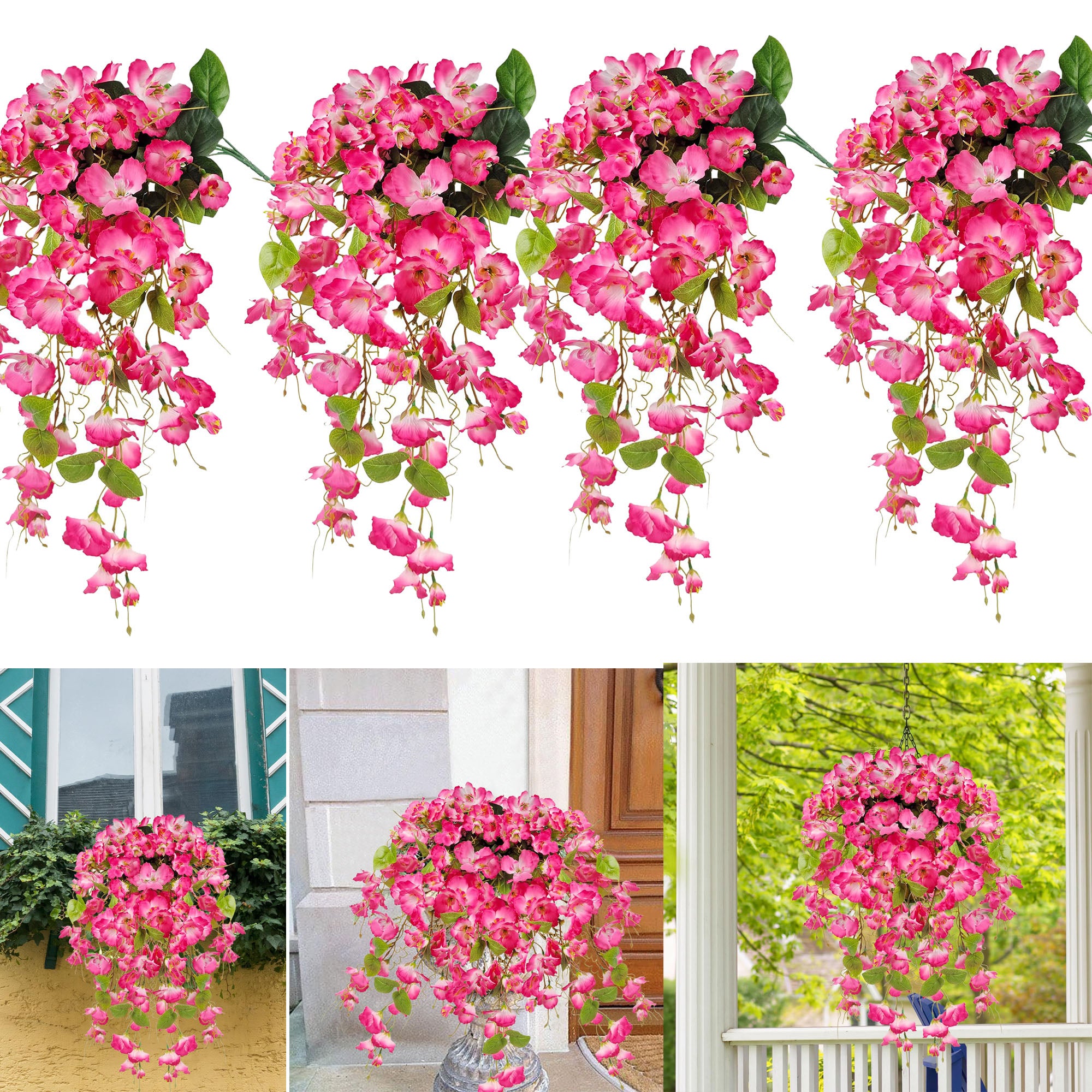 Piante Finte Uv Resistenti 6 Fasci Di Fiori Artificiali Per Esterni, Resistenti Ai Raggi UV, Non Scoloriscono, In Plastica Sintetica, Per Decorare Finestre E Portico (blu Piante Finte Da Esterno