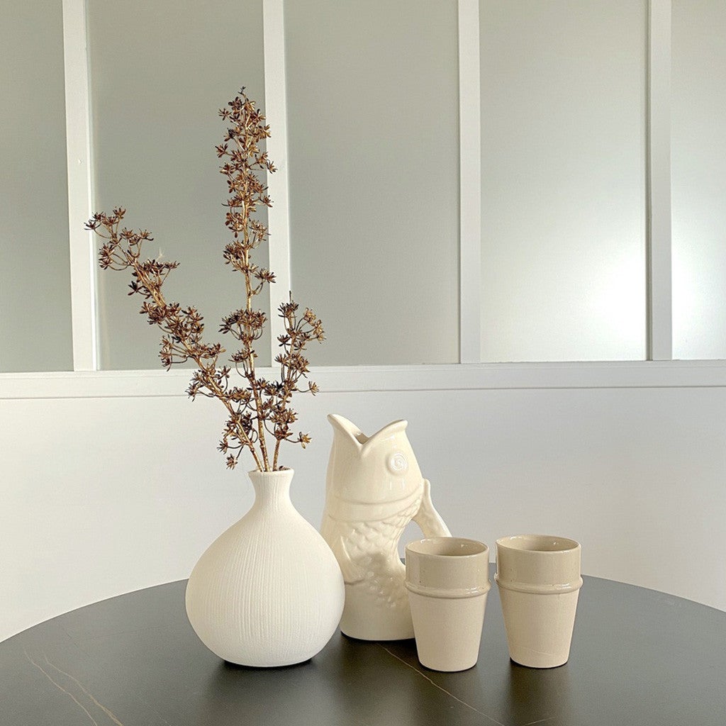 Vase Pichet Poisson GM Blanc Cassé - 3