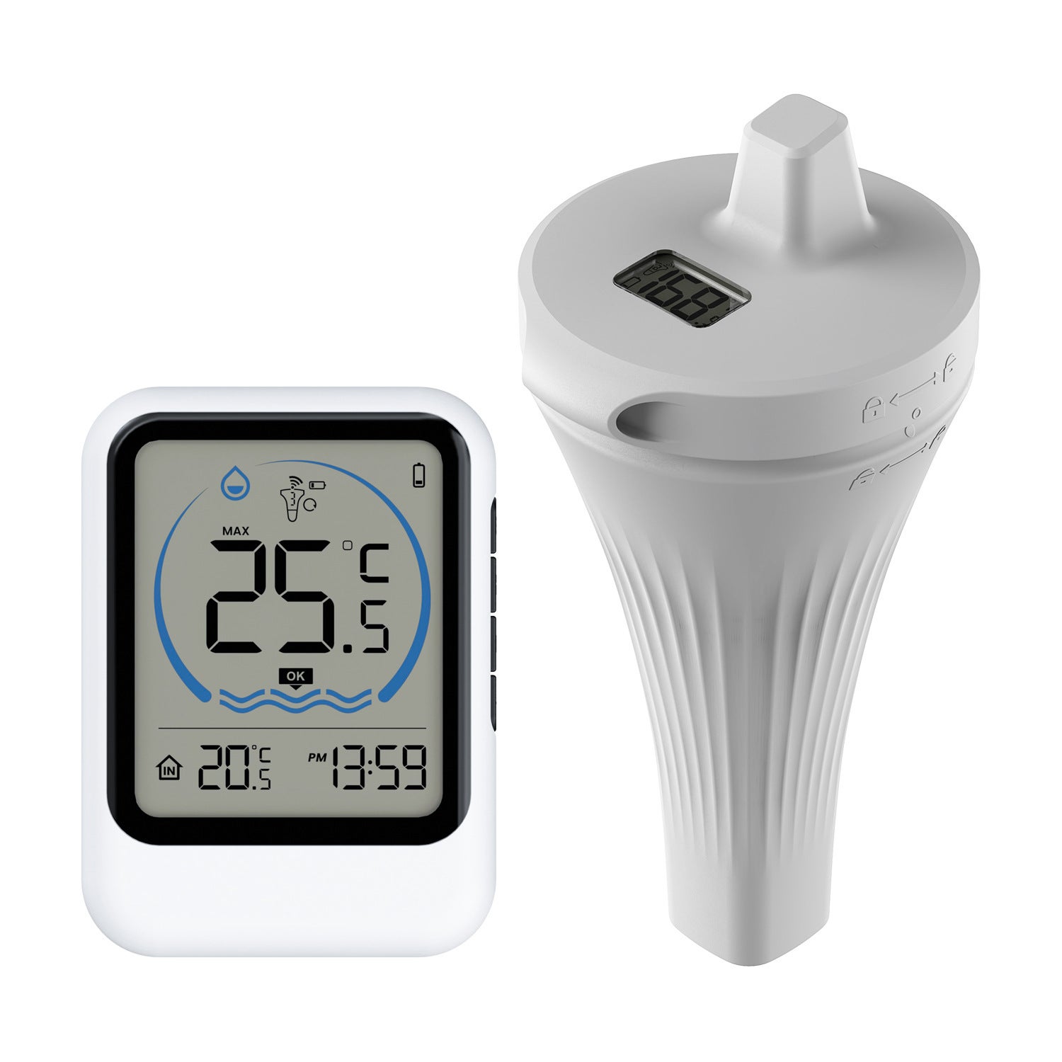 Thermomètre de piscine flottant sans fil avec affichage numérique pour piscines, thermomètre de piscine flottant sans fil - 4