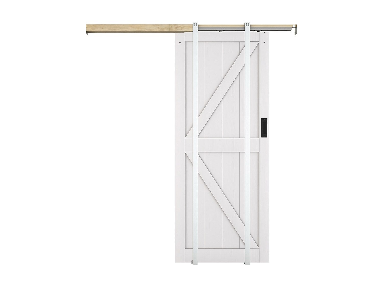 Drzwi przesuwne chowane w ścianie z drewna i MDF - biały - wys. 205 x szer. 83 cm - NEFARA