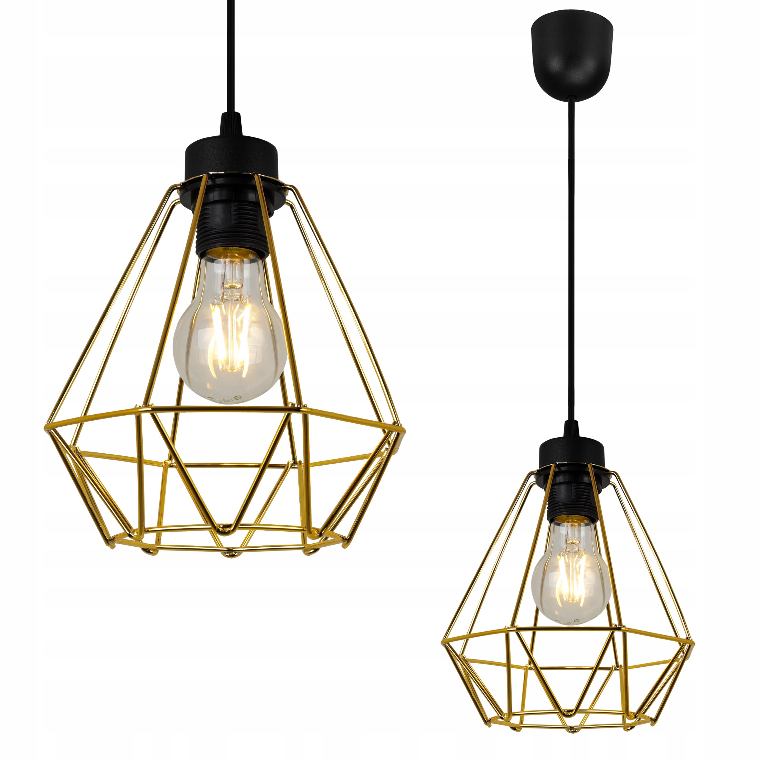 Lampa sufitowa wisząca Nuvola Gold boho 1xE27 abażur druciany złoty Light Home LH