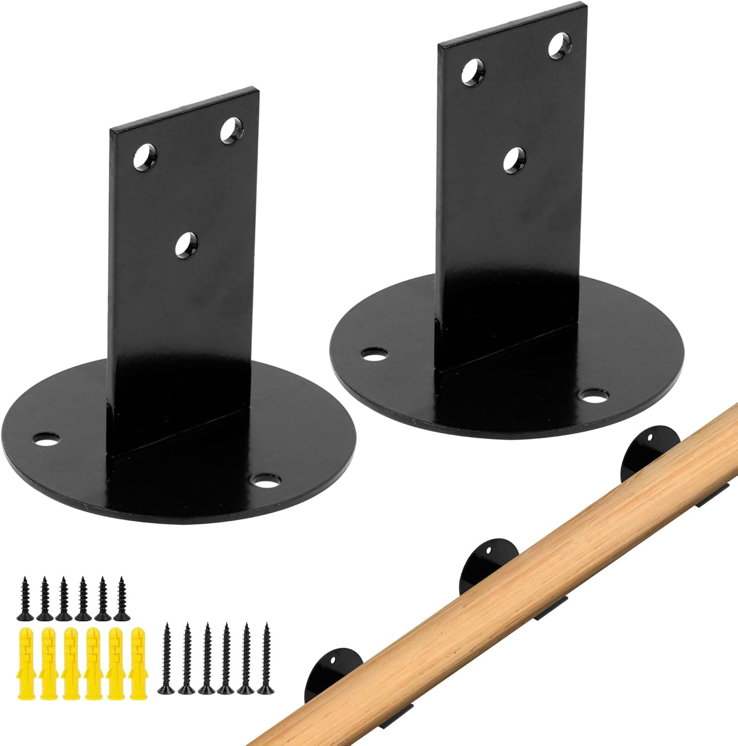 Support Mural Pour Ballon – 2 Mains En PVC Noir, 23x17 Cm, Avec Vis Et Chevilles, Pour Basket, Foot, Volley, Et Même Clés
