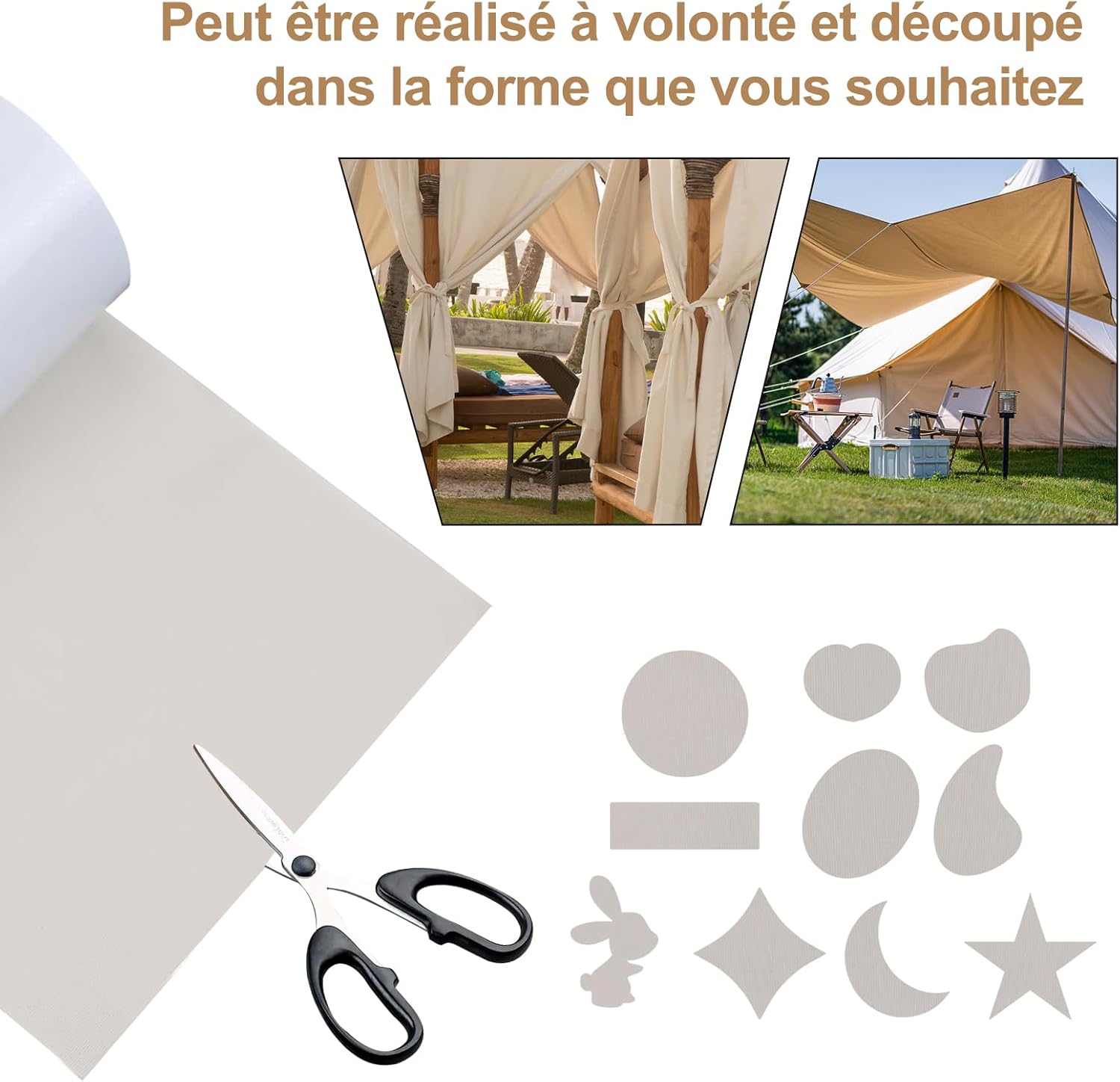 kit réparation de Tente, Ruban Adhésif de Réparation de Bâche pour tente, auvent, tonnelle, résistant aux UV, kit de réparation de crevaison (gris) - 6