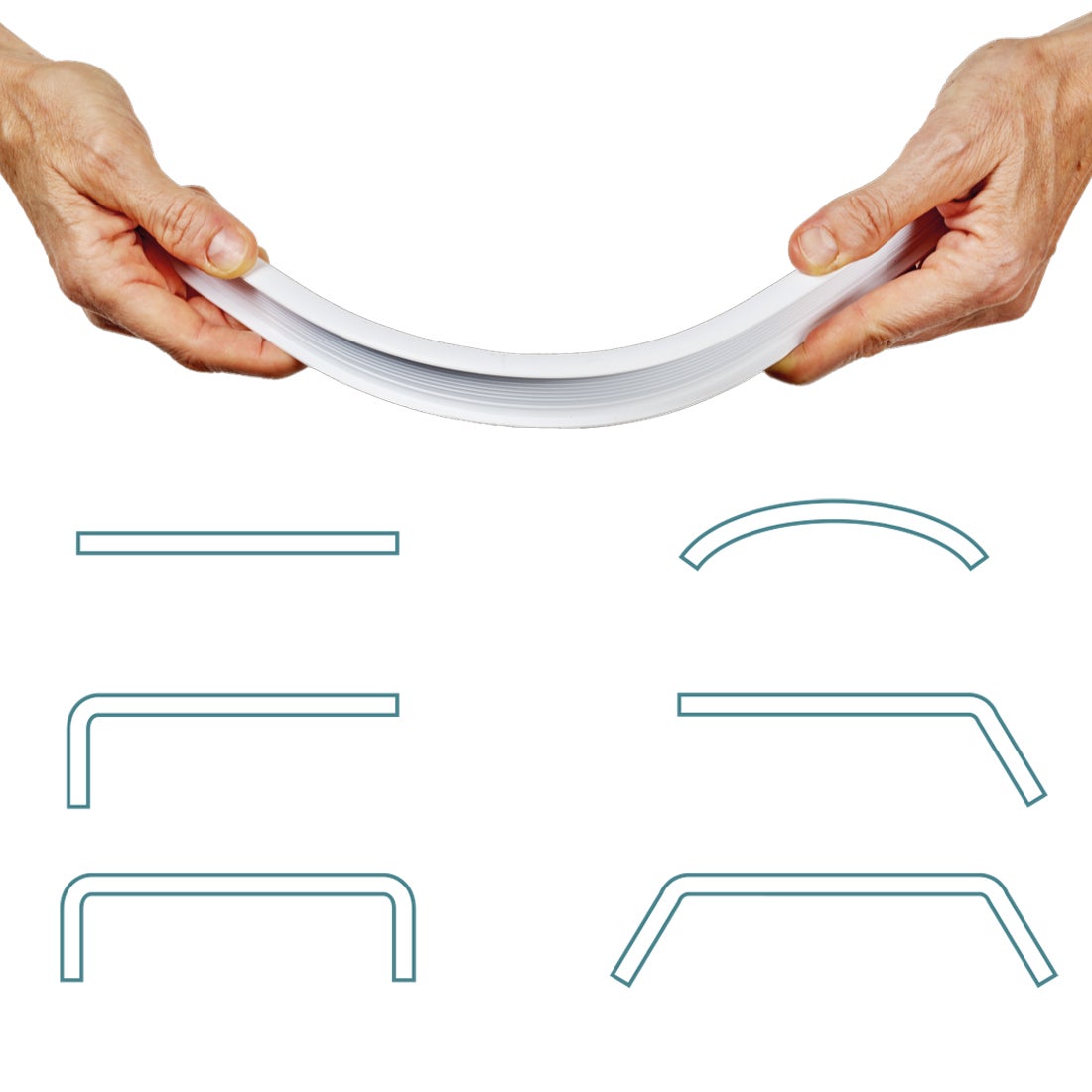 Trilhos para Cortinas Curvos para Teto, Calha Altamente Flexível e Resistente, Facilmente Ajustável a qualquer forma, CINTACOR Branco 300cm - 3