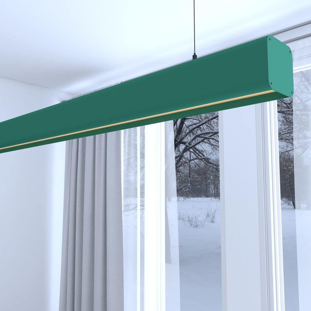 Lámpara lineal techo colgante verde 1.5 metros 6000k luz fría altura regulable