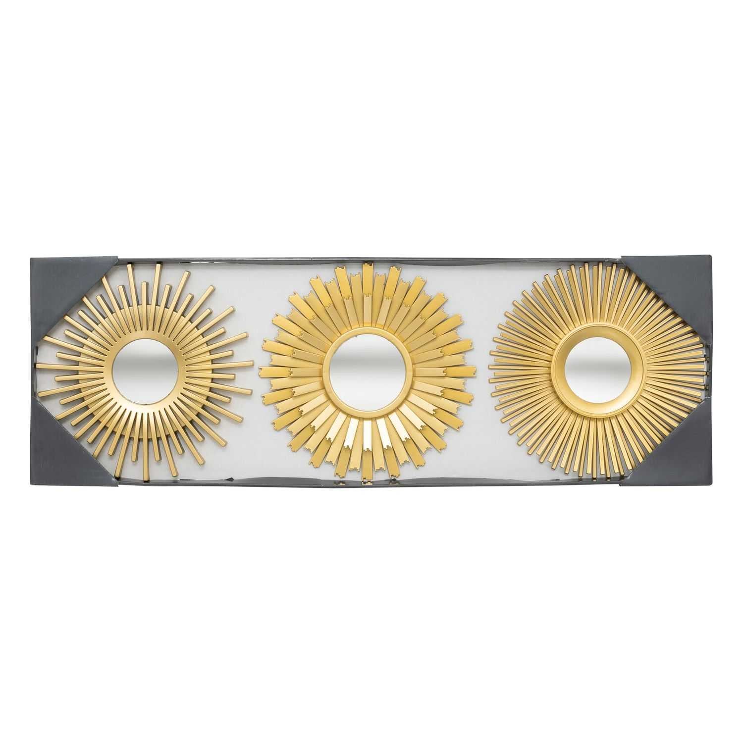 Lot de 3 miroirs Soleil - Diam. 25 cm - Doré - 2