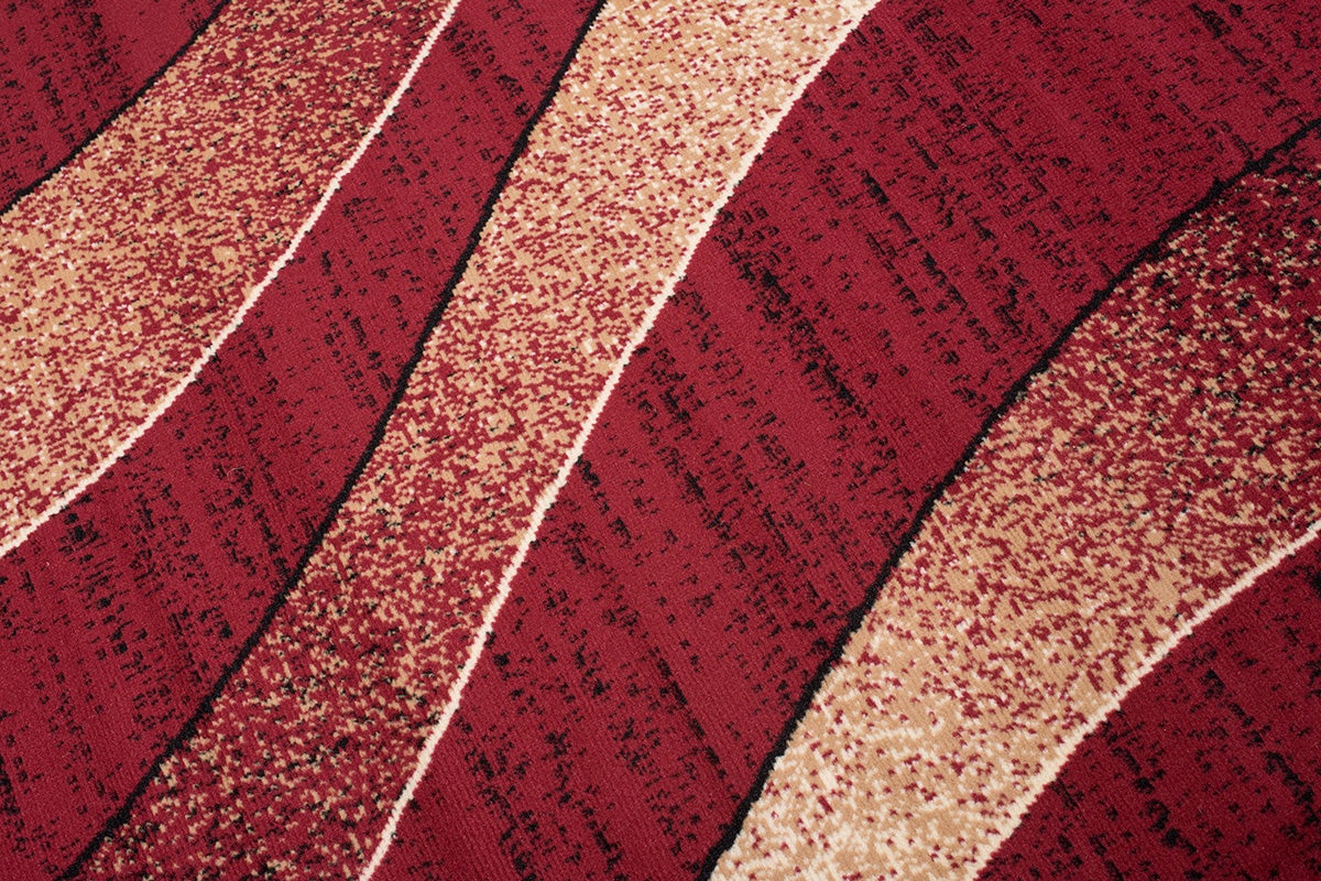 TAPISO Dream Tapis Salon Chambre Fin Rouge Beige Bordeaux Ondes Vagues Poil Court Doux 140 x 200 cm - 8