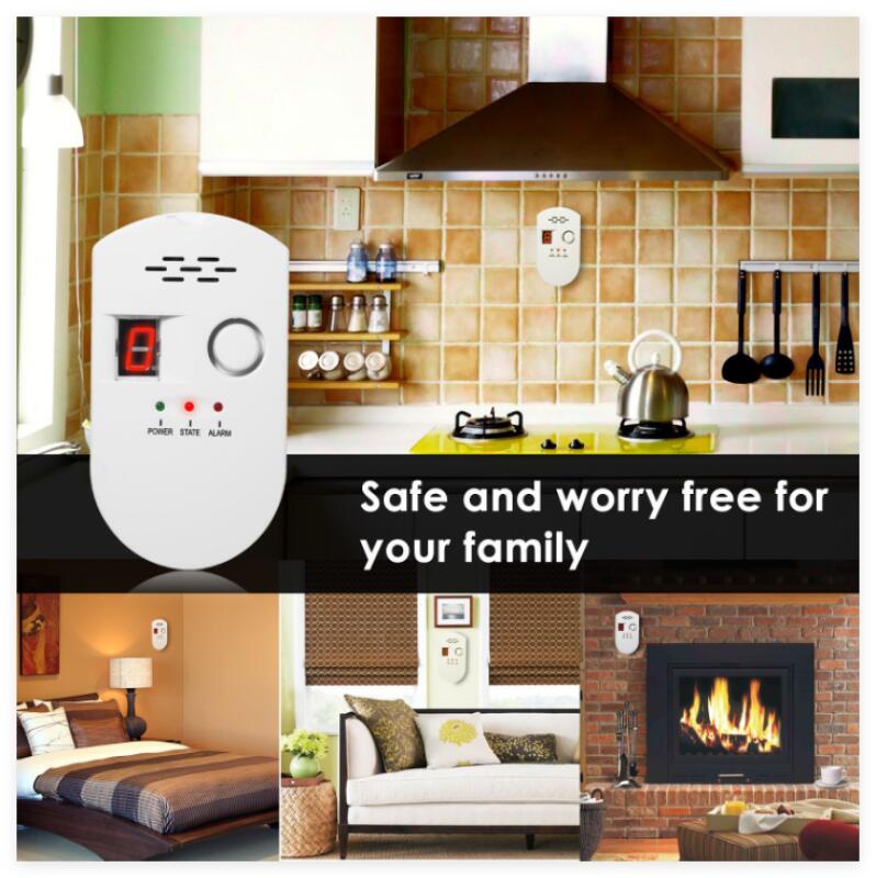 Detector de gas GLP, gas natural urbano, metano, propano y butano Alarma enchufable con pantalla digital para el hogar - 3