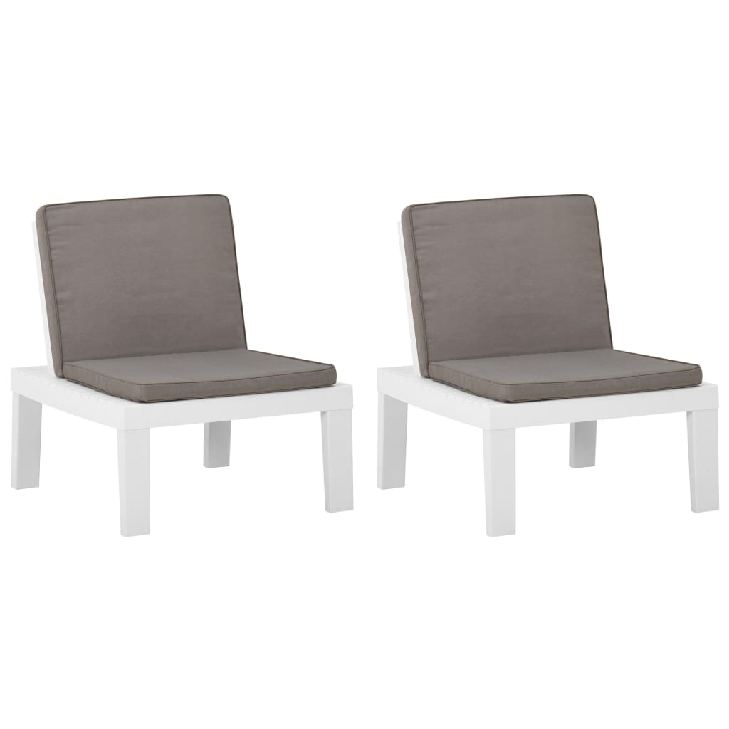 Chaises de salon de jardin avec coussins 2 pcs Plastique Blanc - 2