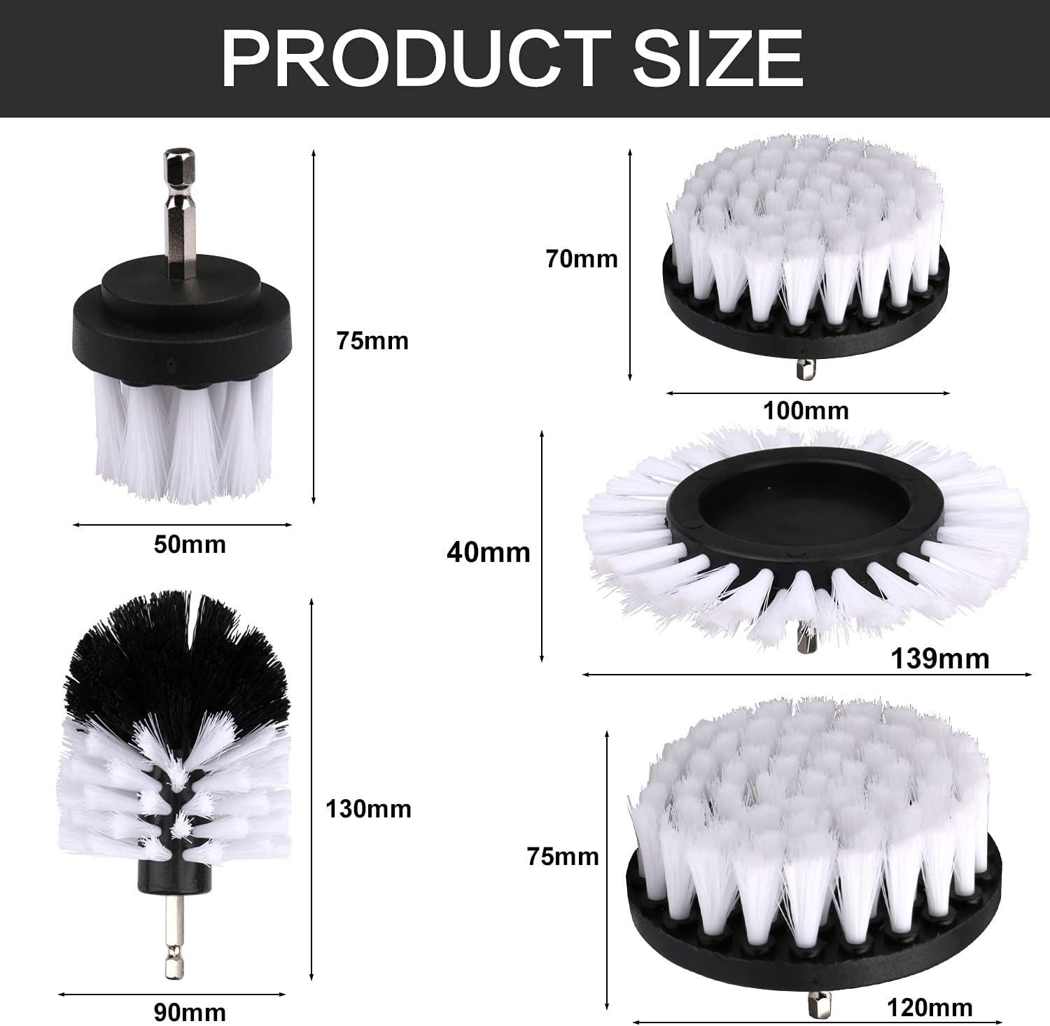 Brosse Nettoyage Perceuse 6PCS, Brosse pour Perceuse Voiture, Brosse pour Perceuse Brosse Nettoyage, pour Jantes Carrelage Tapis Baignoire Sol Blanc - 3