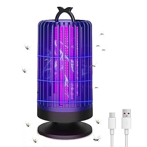 Trampa para insectos eléctrica UV con USB - Repelente de mosquitos portátil con LED para dormitorio, sala de estar y oficina (Silencioso)