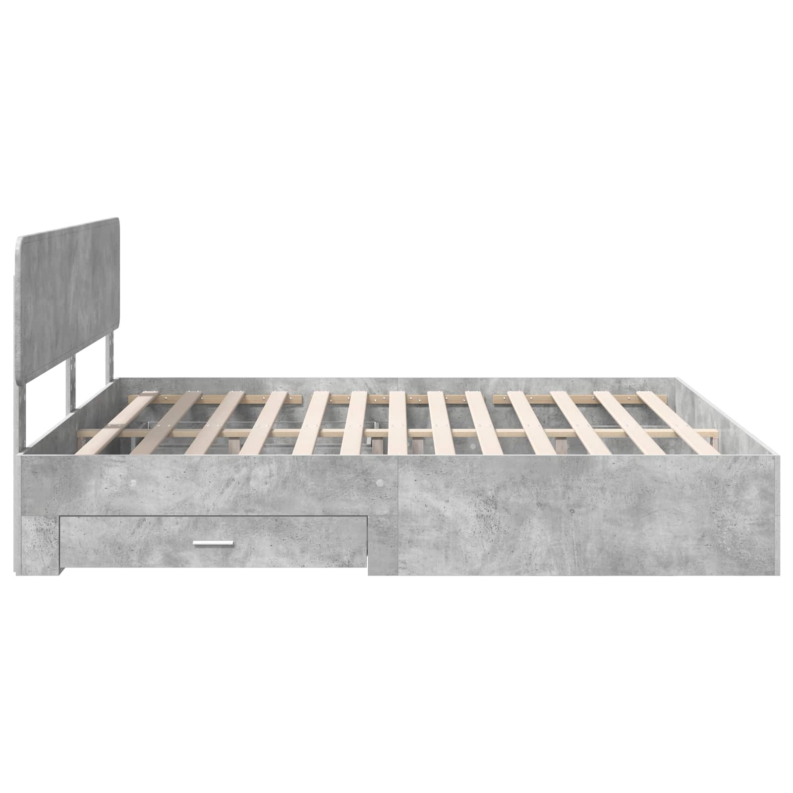 Cadre de lit gris béton 200 x 200 cm panneau de bois - 9