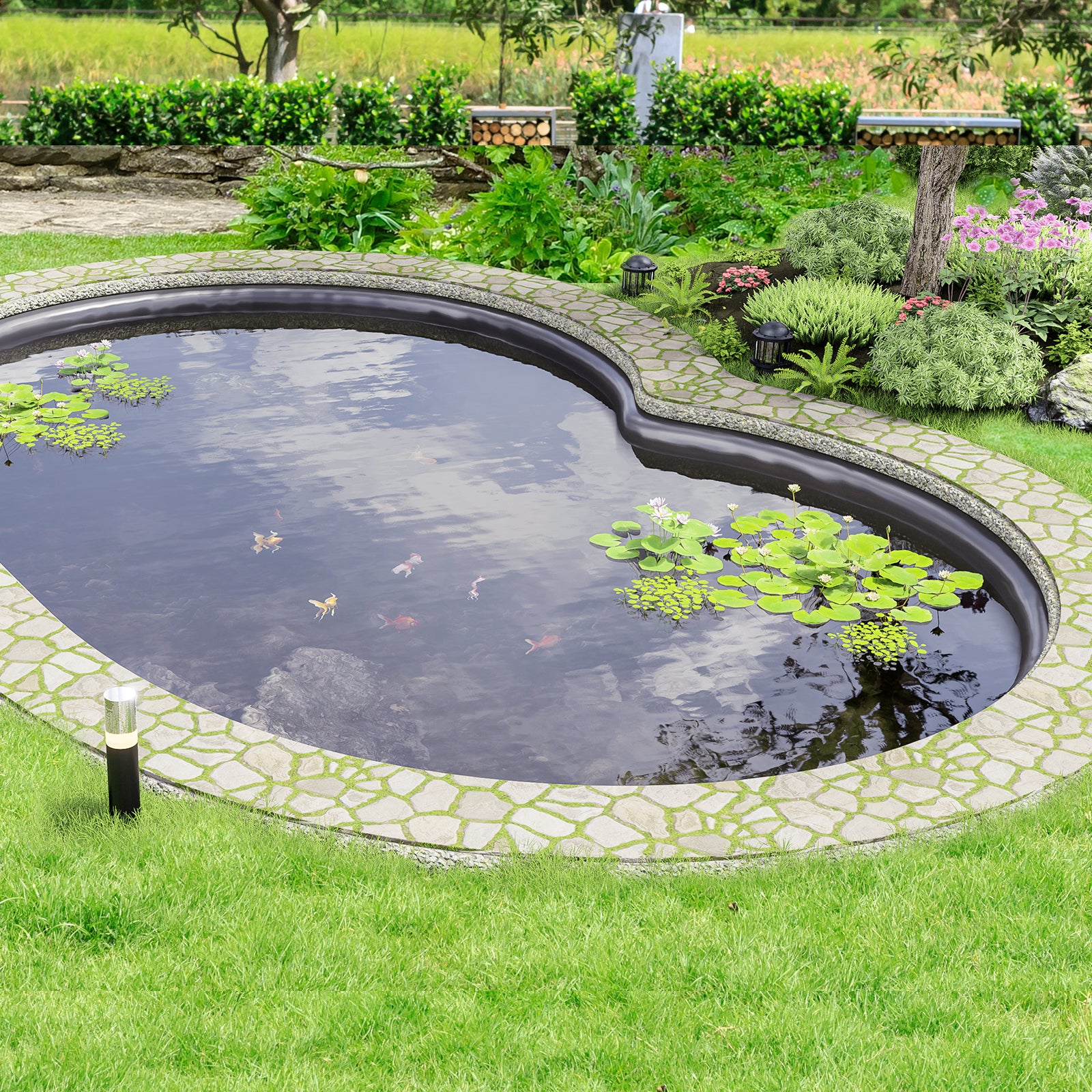 Bâche Bassin VEVOR 6x7,6 m Revêtement pour Étang Épaisseur 1,5 mm Pliable en EPDM Sous-couche Facile à Découper pour Cascades,Jardins Aquatiques - 8