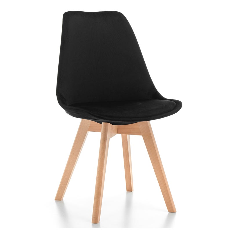 Krzesło skandynawskie z poduszką DUBLIN czarny welur